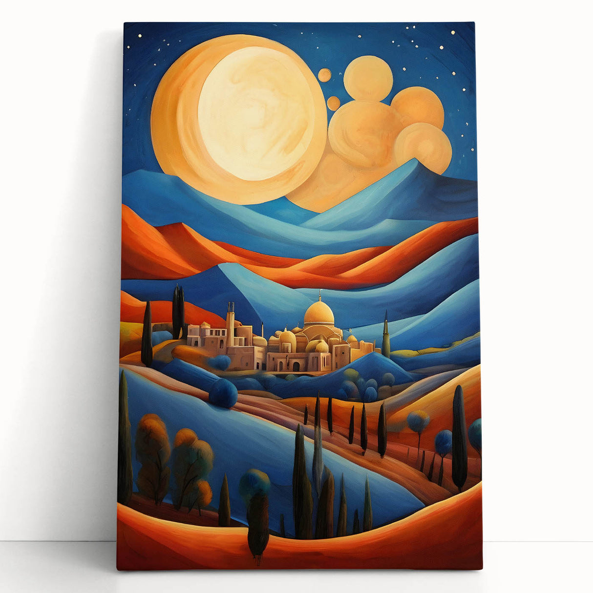 Black and white stretched canvas of Middle-Eastern scenery, ideal for kitchen wall art or bedroom ambiance.