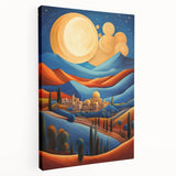 Large canvas print depicting a Middle Eastern scenery in earth tones, suitable for kitchen wall art.