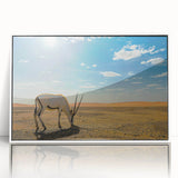 Acrylic print of a minimalist Middle Eastern landscape in muted earth tones, ideal for modern art wall decor.