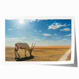 Extra large rolled print depicting a Middle Eastern Oman scenery in muted earth tones, ideal for dining room wall art.