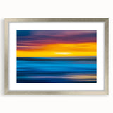 Textured art print of abstract Auckland skyline in muted gray and blue tones on a silver-framed canvas.