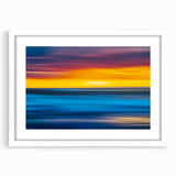 Abstract art print of Auckland skyline in muted gray and blue tones on a white framed canvas, suitable for dining room decor.