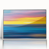 Art Deco style poster of Auckland skyline in muted blue tones, framed acrylic, ideal for modern nursery wall art.