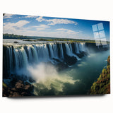 Large abstract depiction of an Argentine landscape in muted earth tones on acrylic glass.