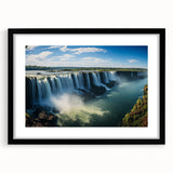 Colorful abstract art print of a stylized Argentine landscape in vibrant hues on a large textured canvas.