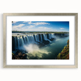 Textured abstract art print of a South American scenery in muted earth tones, framed in silver, ideal for bedroom art.