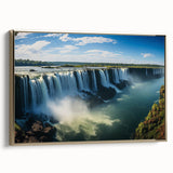 Framed canvas depicting a vintage-style landscape painting of an Argentinian scenery, with a gold frame.