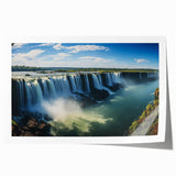 Extra large rolled print of a South American landscape, featuring vibrant green and blue tones.