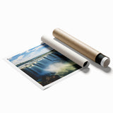 Extra large rolled print of a South American scenery with vibrant floral elements, ideal for classy bathroom wall art.