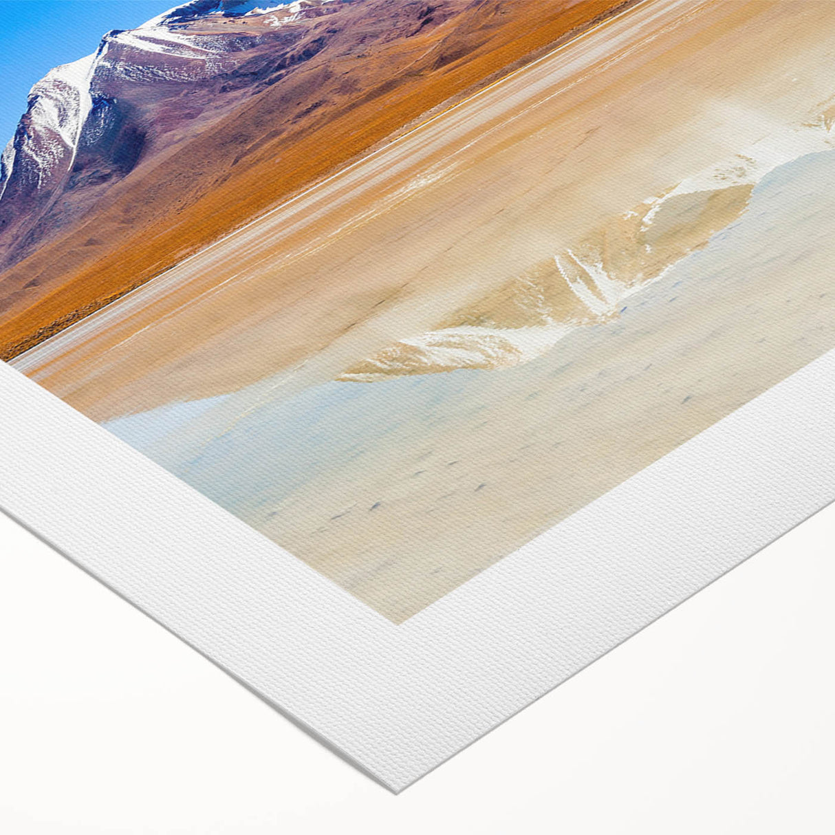 Art deco poster featuring a serene Bolivian landscape in soft earth tones on rolled canvas, suitable for dining room decor.