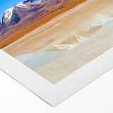 Art deco poster featuring a serene Bolivian landscape in soft earth tones on rolled canvas, suitable for dining room decor.