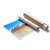 Extra large rolled print featuring a serene Bolivian landscape with soft floral elements, ideal for classy bathroom wall art.