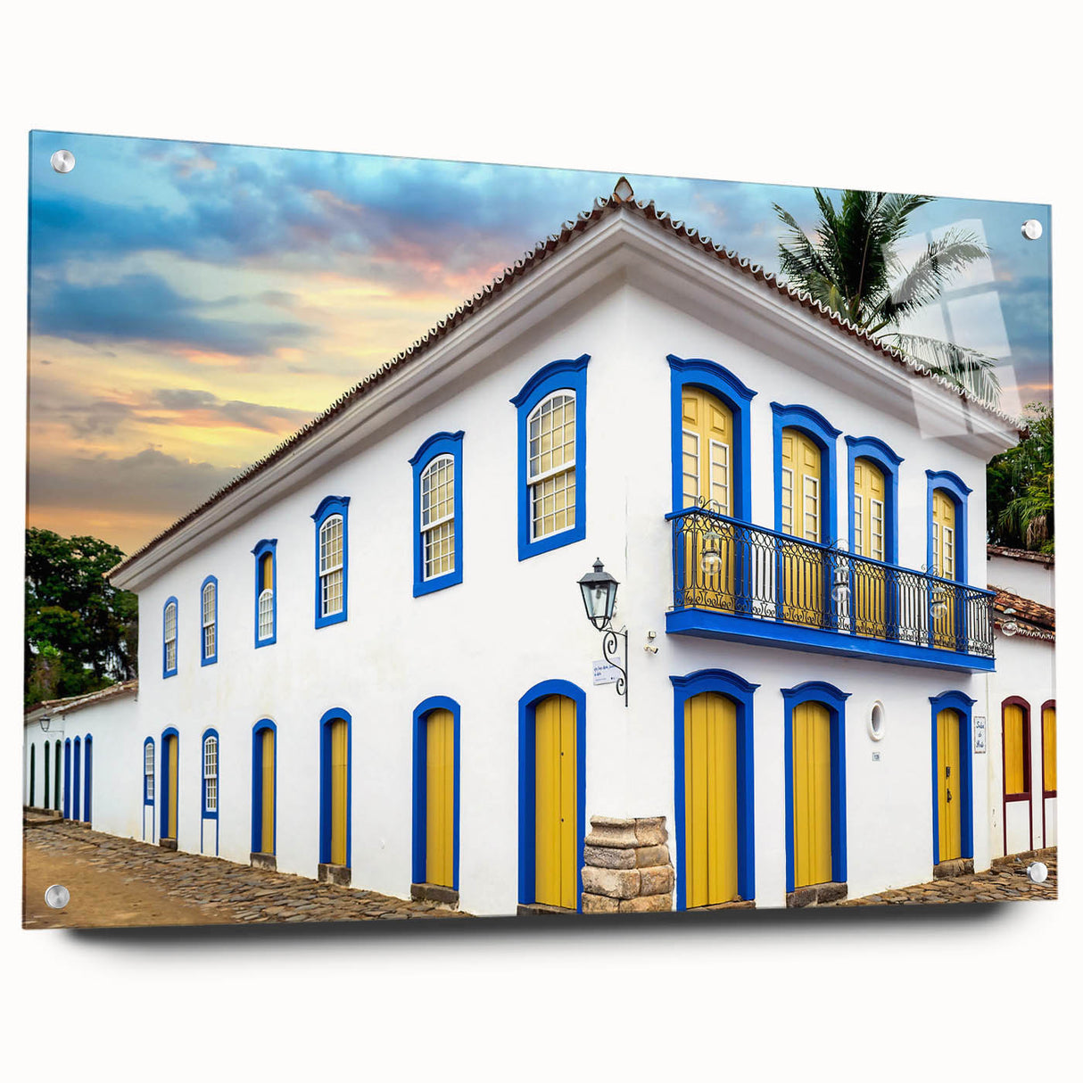 Acrylic glass print of a large abstract depiction of a Brazilian landscape, ideal for dining room decor.