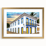 Extra large abstract art print of a textured Brazilian landscape in gold frame, ideal for living room decor.