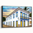 Black and white landscape art painting of Brazilian scenery on framed canvas, ideal for bedroom wall decor.