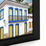Extra large framed canvas featuring a textured depiction of a Brazilian landscape in vibrant colors.
