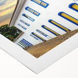 Art deco poster featuring a stylized Brazilian landscape in vibrant colors on rolled canvas, suitable for dining room decor.