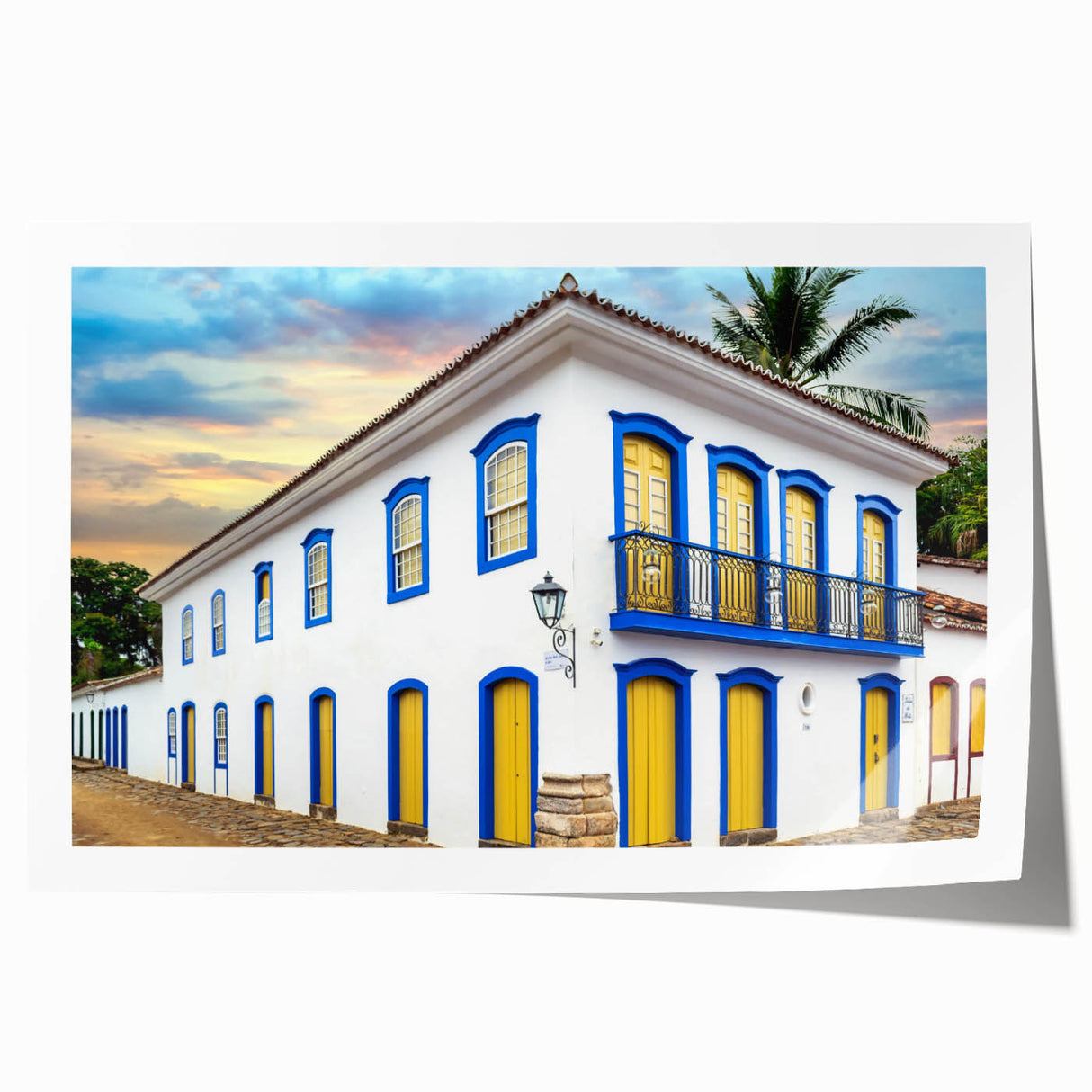 Extra large rolled print of a scenic Brazilian landscape, featuring vibrant greenery and floral elements.