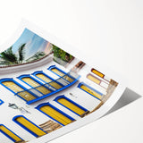 Extra large rolled print featuring line art flowers in vibrant colors, ideal for large living room wall decor.