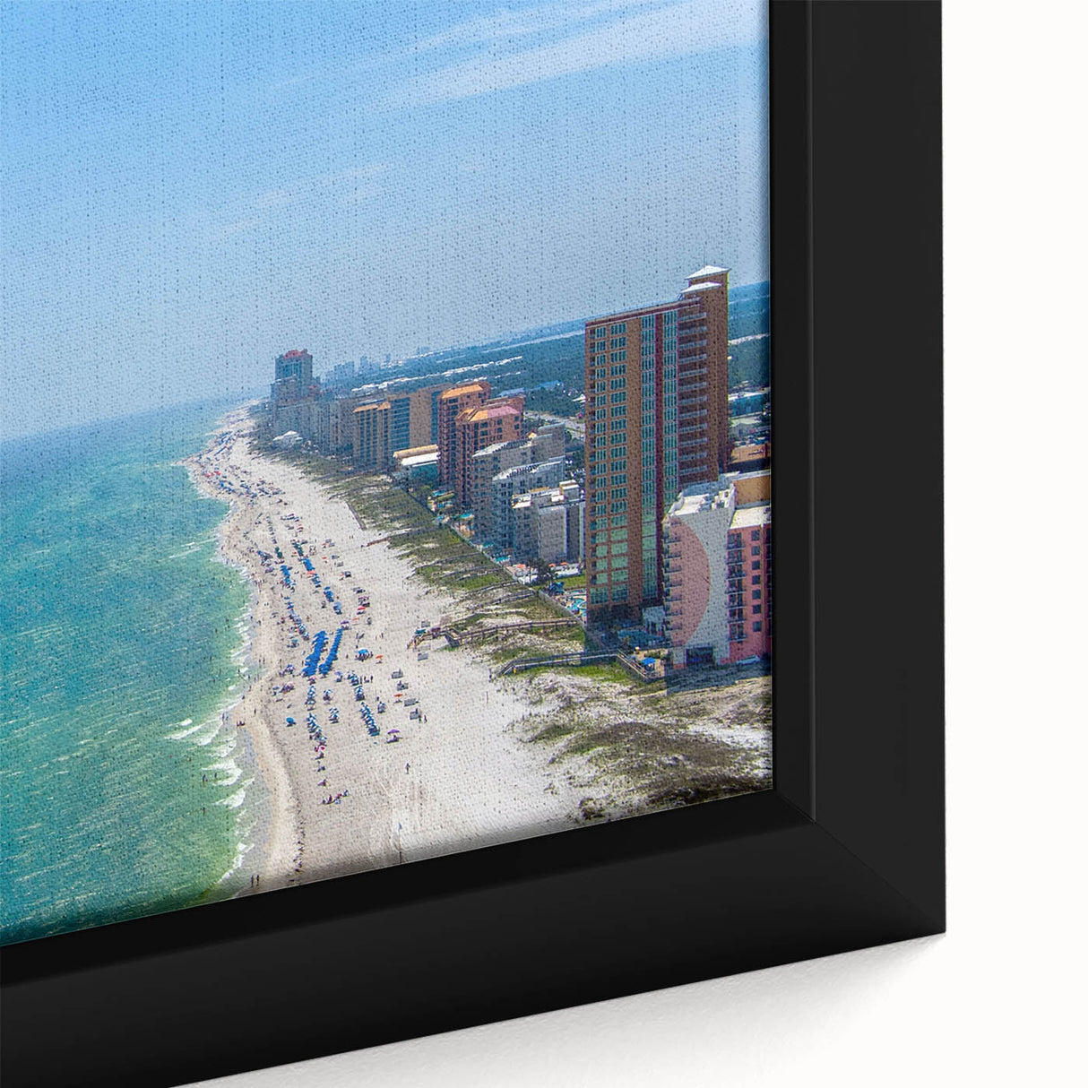 Extra large framed canvas depicting a textured Alabama landscape in black with colorful art accents.