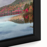 Extra large framed canvas of a textured Connecticut scenery in black with colorful art accents, ideal for living room decor.