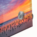 Large abstract wall art featuring mid-century modernist style, with vibrant blue and green hues on acrylic glass.