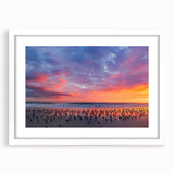 Abstract art print featuring a Daytona scenery in muted blue and white tones on a framed white mat.