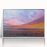 Art Deco style poster of Daytona scenery in muted blue and white tones, framed acrylic, ideal for nursery wall art.