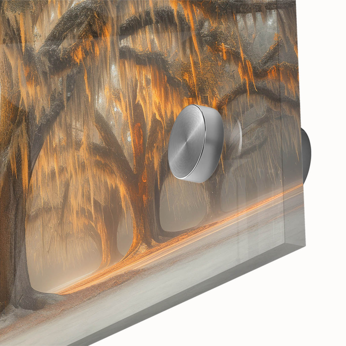 Large abstract wall art featuring a Louisiana landscape in muted earth tones, acrylic print, ideal for dining room art.