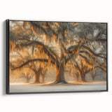 Black and white framed canvas of a vintage Louisiana landscape, ideal for bedroom decor.