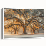 Vintage poster art of Louisiana scenery on framed canvas, featuring colorful art in extra large size.