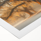 Art deco poster of Louisiana scenery in muted earth tones on rolled canvas, suitable for dining room decor.