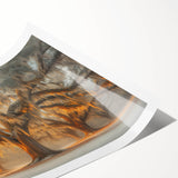 Extra large wall art featuring line art flowers in muted earth tones on a rolled print, ideal for large living room decor.