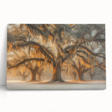 Black and white stretched canvas depicting a serene Louisiana landscape, ideal for kitchen wall art or bedroom ambiance.