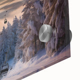 Large abstract wall art depicting a Vermont landscape in mid-century modernist style, ideal for dining room art.