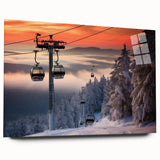 Large abstract wall art depicting Vermont scenery in muted green and blue tones on acrylic glass.