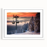 Abstract art print of a serene Vermont landscape in muted green and blue tones, framed with a white mat.