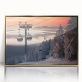 Large art print of Vermont scenery on framed acrylic, with gold accents, in mid-century modernist style.