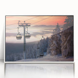 Acrylic print of a serene Vermont landscape in soft green and blue tones, ideal for modern nursery wall art.