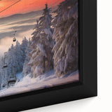 Black and white framed canvas featuring a vintage-style Vermont landscape, ideal for bedroom decor.