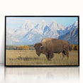 Large abstract wall art depicting the Grand Tetons, in muted earth tones, on a framed acrylic.