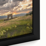 Extra large framed canvas depicting a textured scenery of Yellowstone with vibrant colors, ideal for living room decor.