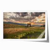 Yellowstone National Park scenery on rolled print, featuring vibrant green and blue tones, ideal for art wall dining room.