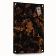 Large abstract wall art in autumnal hues on acrylic glass, ideal for bedroom or dining room decor.