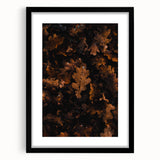 Extra large abstract art print featuring textured fall colors on canvas, framed in black, ideal for living room decor.