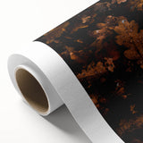 Art deco poster depicting a stylized fall scene with warm orange and brown tones on rolled canvas.