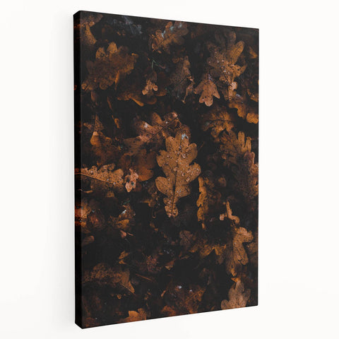 Large stretched canvas featuring a fall-themed abstract design in warm orange and red tones, ideal for kitchen wall art.