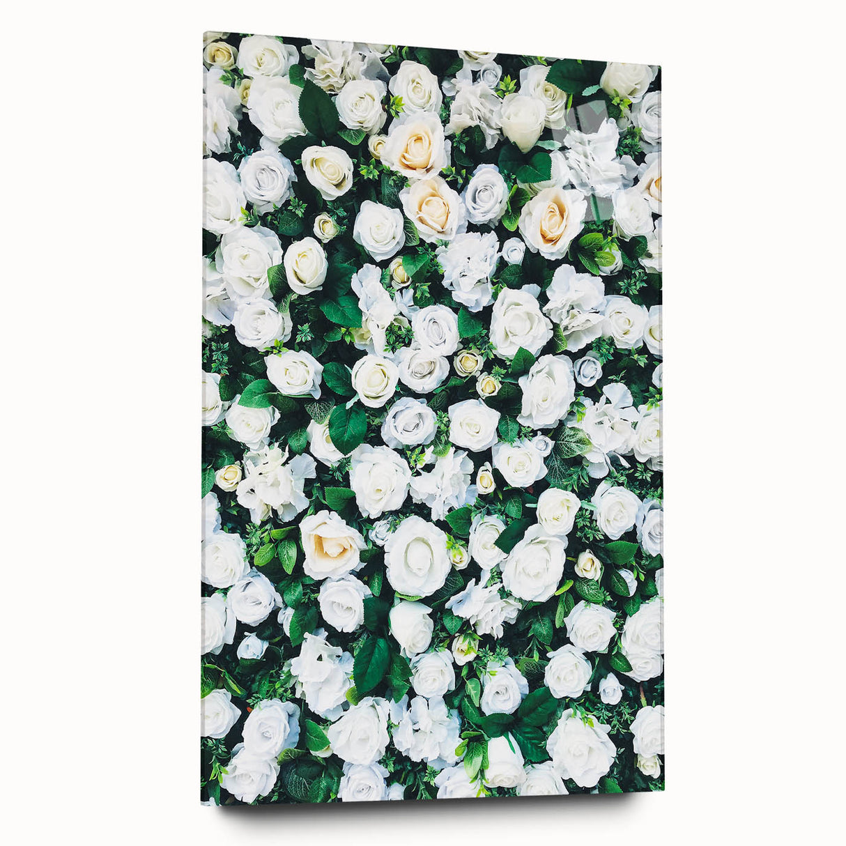 Large abstract wall art on acrylic, featuring swirling spring hues of green and blue, ideal for bedroom or dining room decor.
