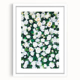 Abstract art print featuring swirling spring hues in pastel shades on a white framed canvas, ideal for dining room decor.
