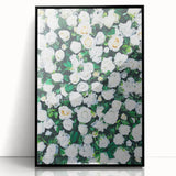 Large abstract wall art featuring spring-themed colors on acrylic in a black frame, ideal for modern living room decor.